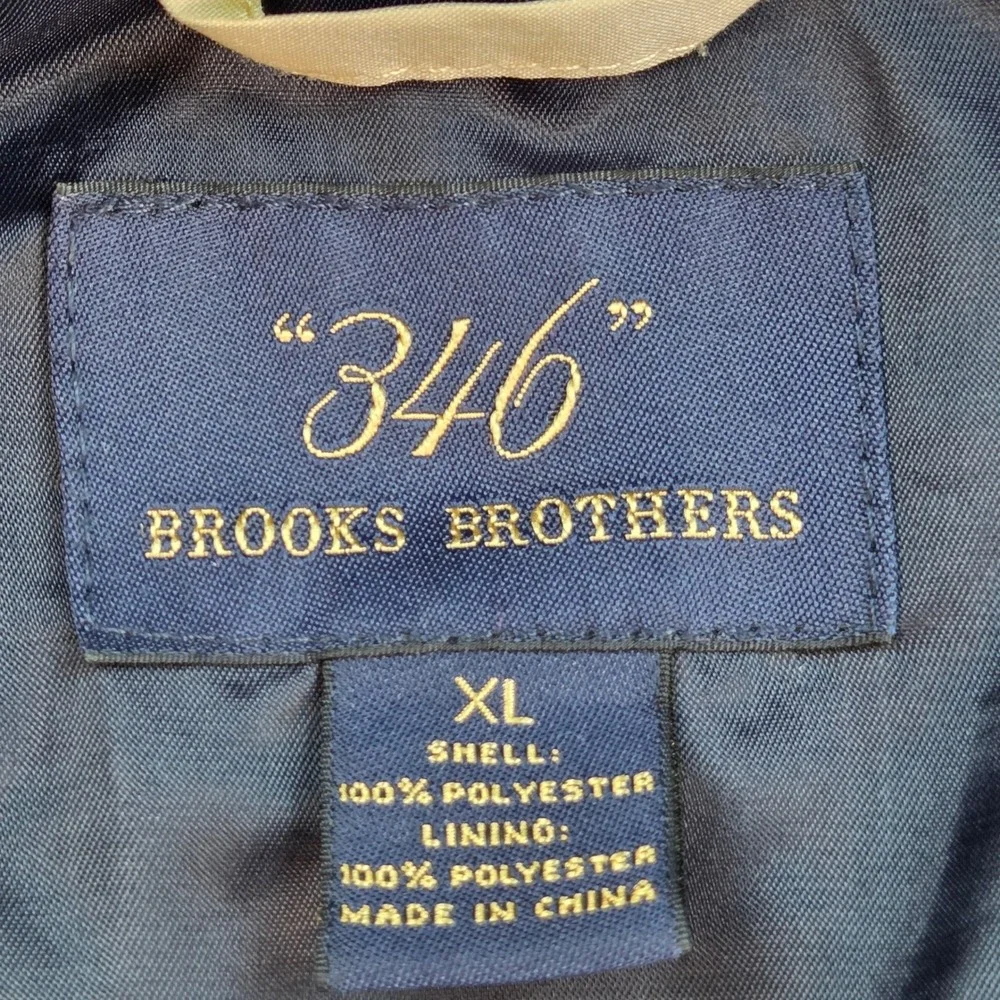 VTG Brooks Brothers 346 Bomber Jacket Harrington Mens XL Windbreaker Tan Blue